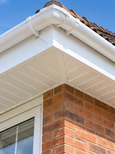 Illustrative modern white fascia and black gutter
