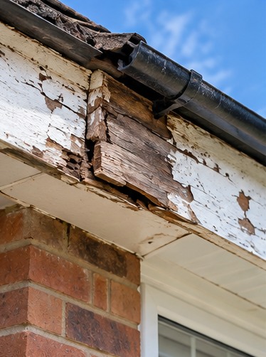 Illustrative old weathered fascia boards