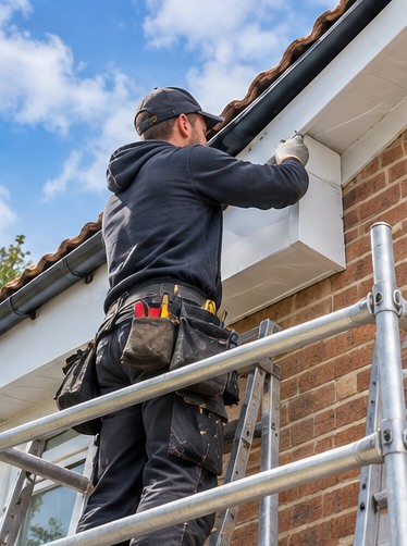 Illustrative roofline installer at work